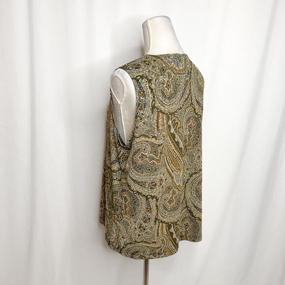Laura Ashley Vintage Abstract Paisley Shirt Sleeveless Textured Women's XL 90s - Picture 10 of 10